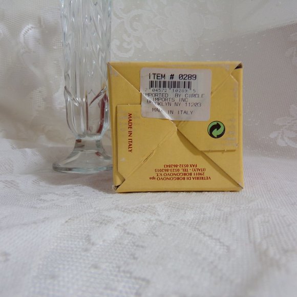 Borgonovo Clear Glass Short Pedestal 7.75"Tall Single Bud Vase Marked Italy - Picture 16 of 16